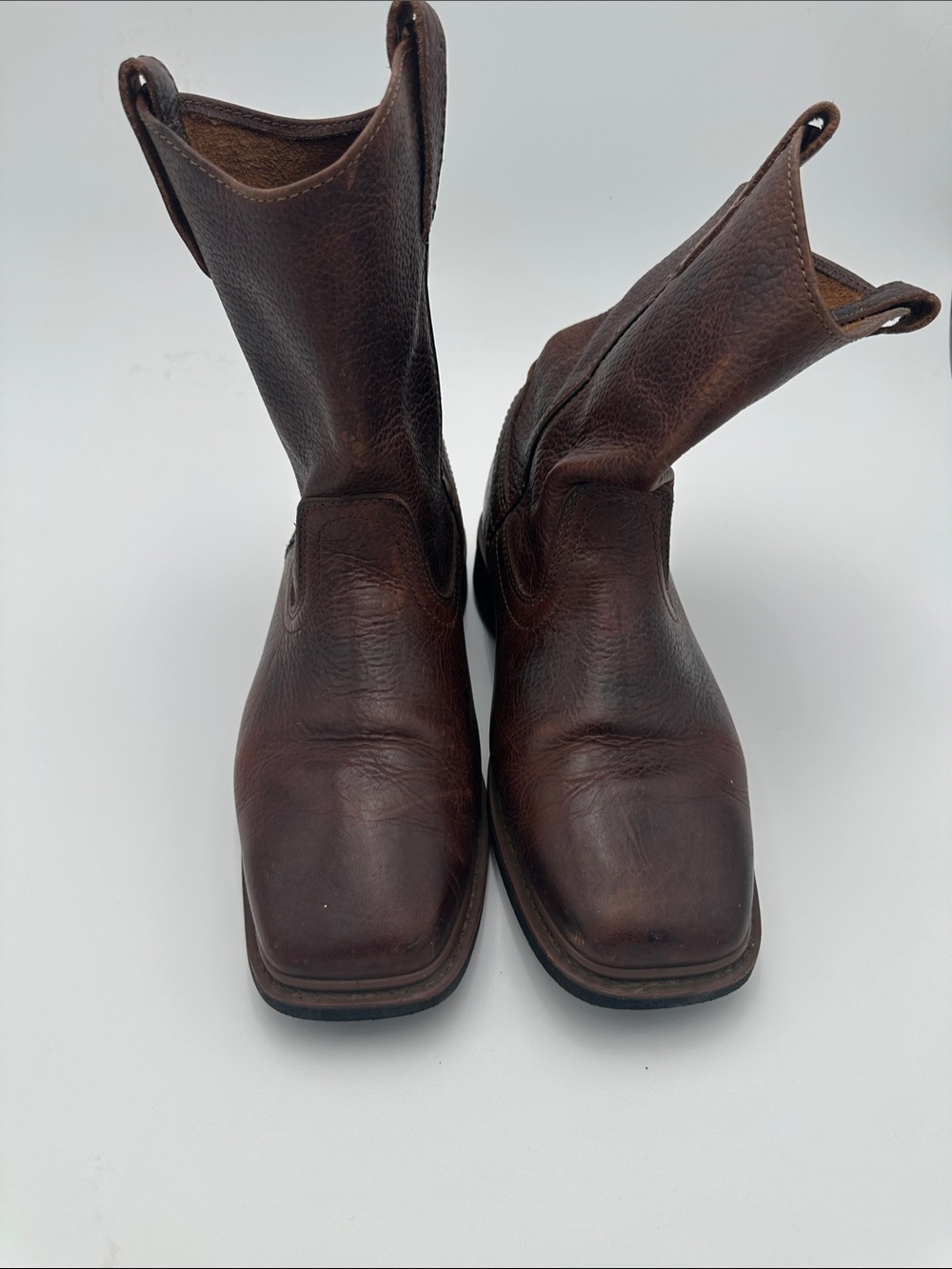 Wrangler Brown Leather Square-Toe Cowboy Boots
